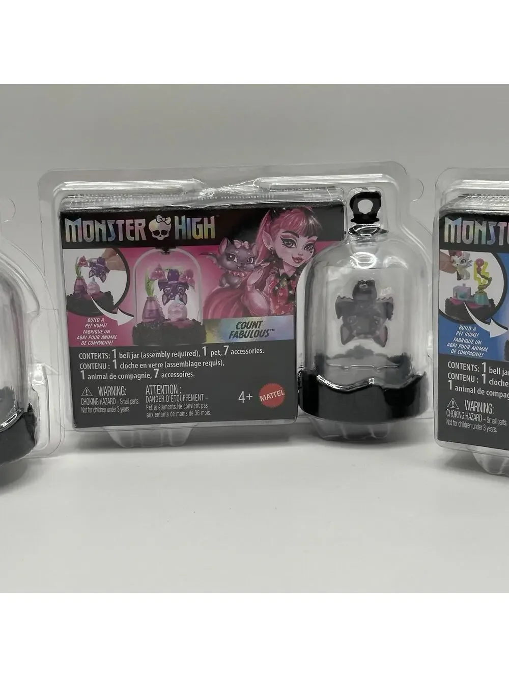 (x3)- Monster High Pet Keychain Count Fabulous Crescent Watzie Lot Set